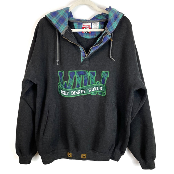 Disney Tops - Vintage Walt Disney World Pullover 1/4 Zip Sweatshirt Hoodie